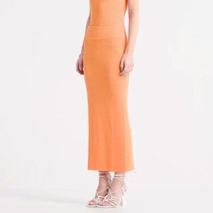 ST. CLOUD LABEL, THE PISCO KNIT SKIRT - FLAME ORANGE, Medium